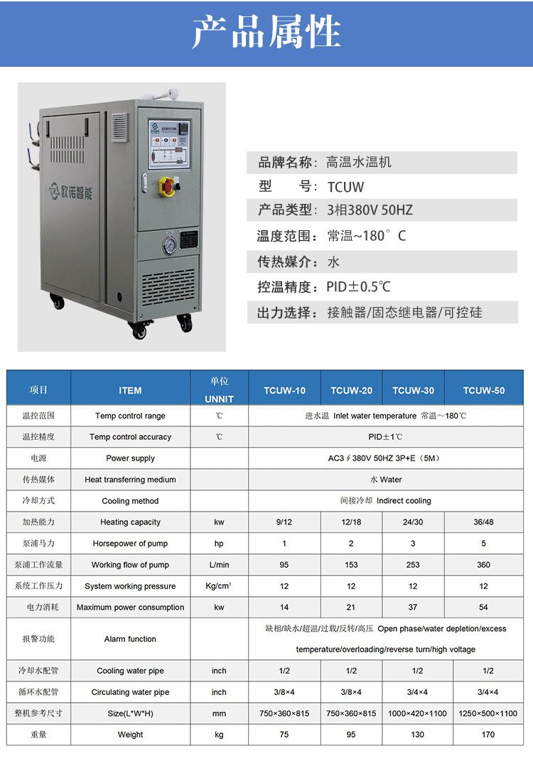 防爆款水式模溫機屬性